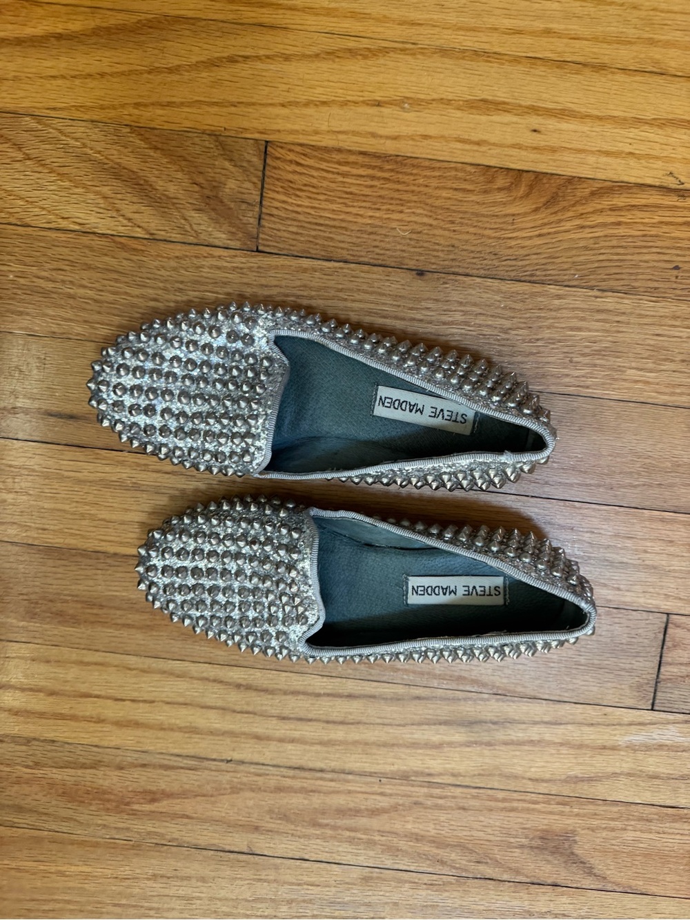 Steve Madden Silver Studded Slip-On Loafers